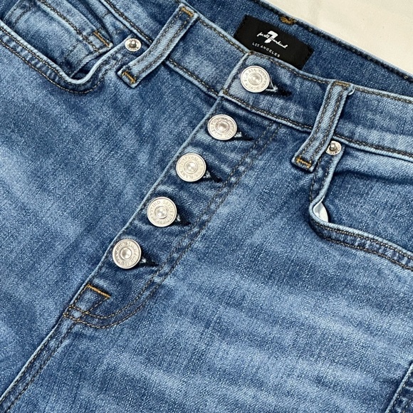 👖🎵 7 FOR ALL MANKIND High Waist Cropped Straight Jeans‎ | Size 28 | Distressed - Picture 3 of 6